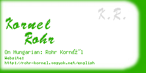 kornel rohr business card
